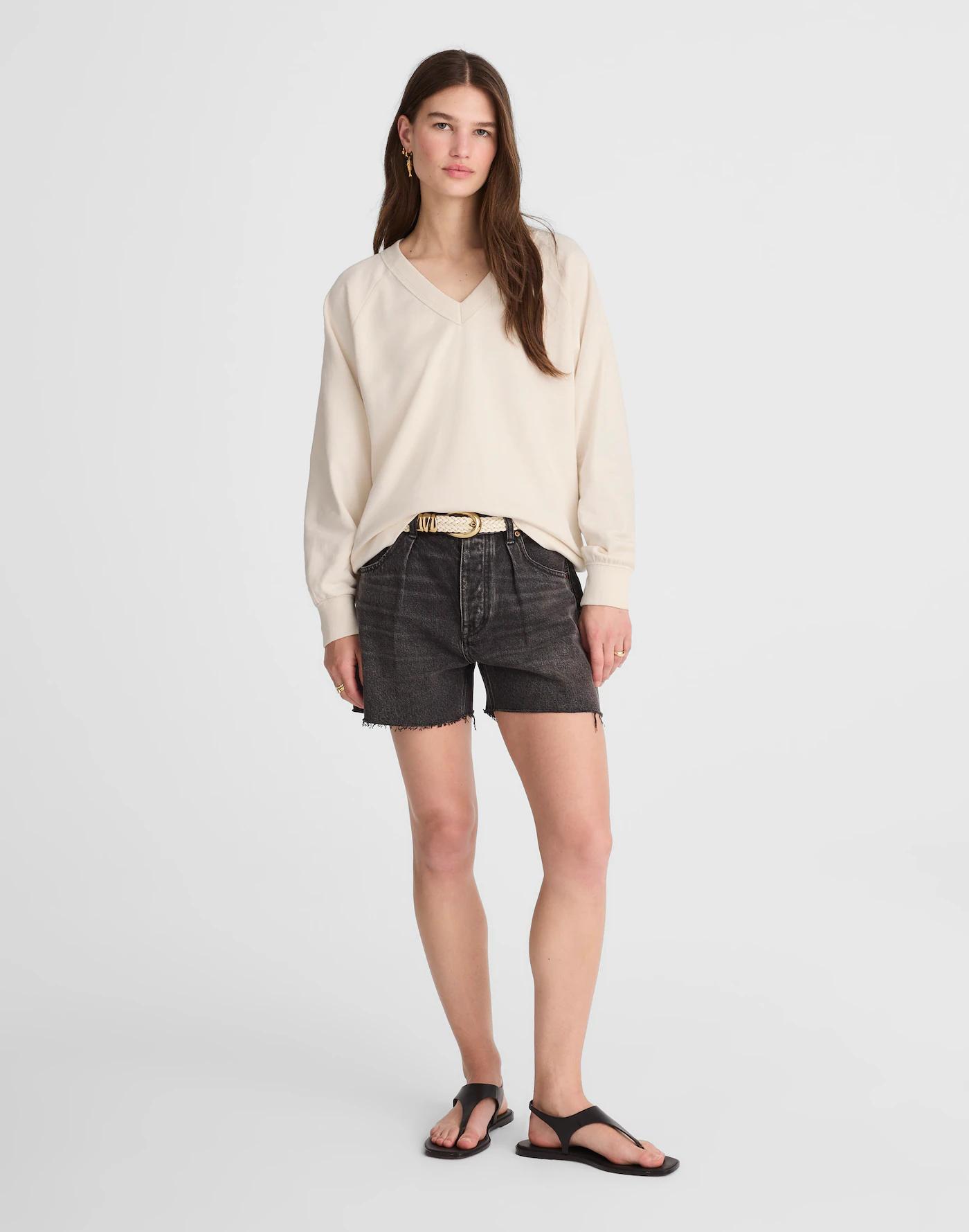 Cotton Terry V-Neck Sweatshirt Product Image