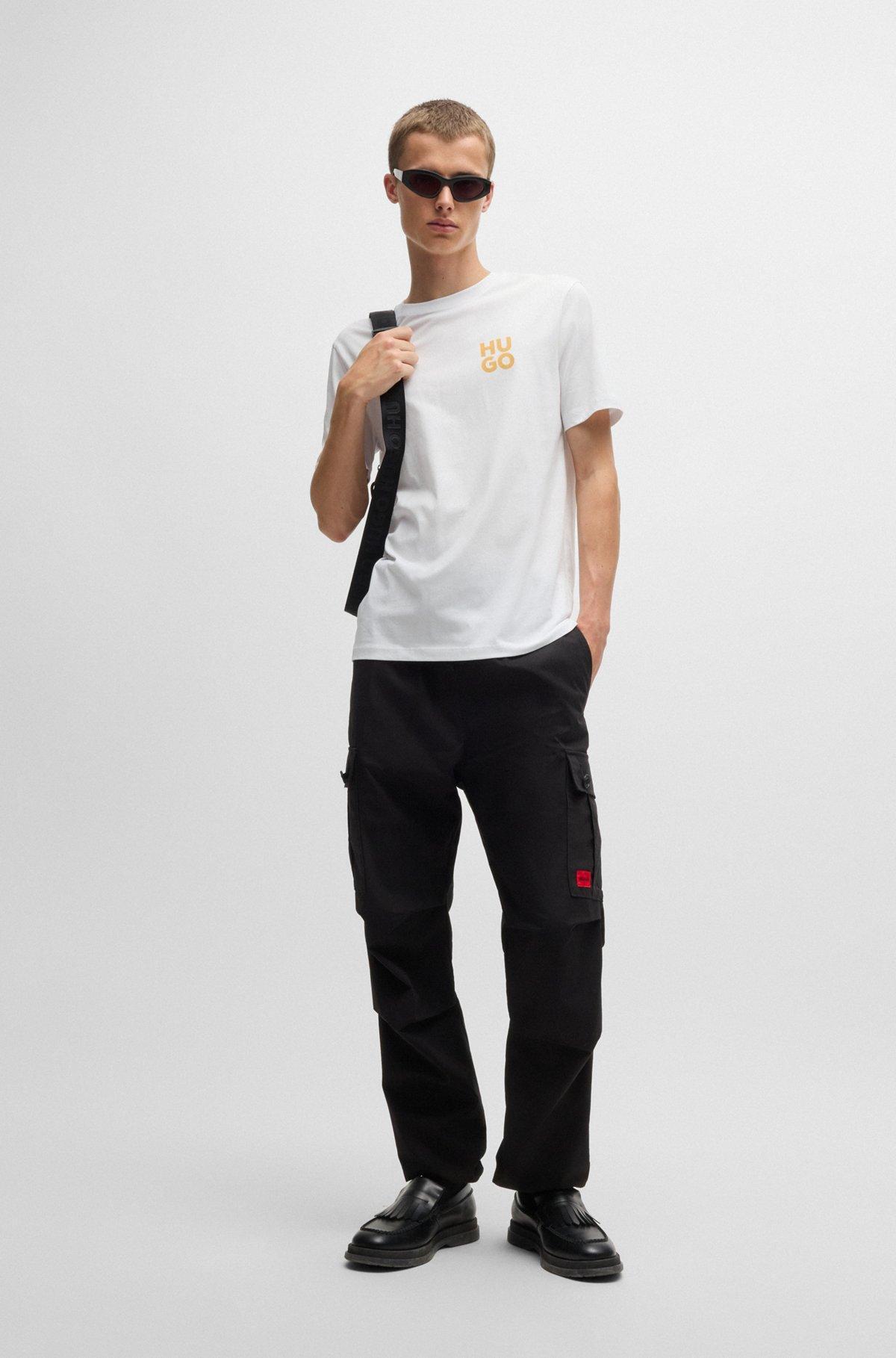 Cotton-jersey T-shirt with stacked logo print Product Image
