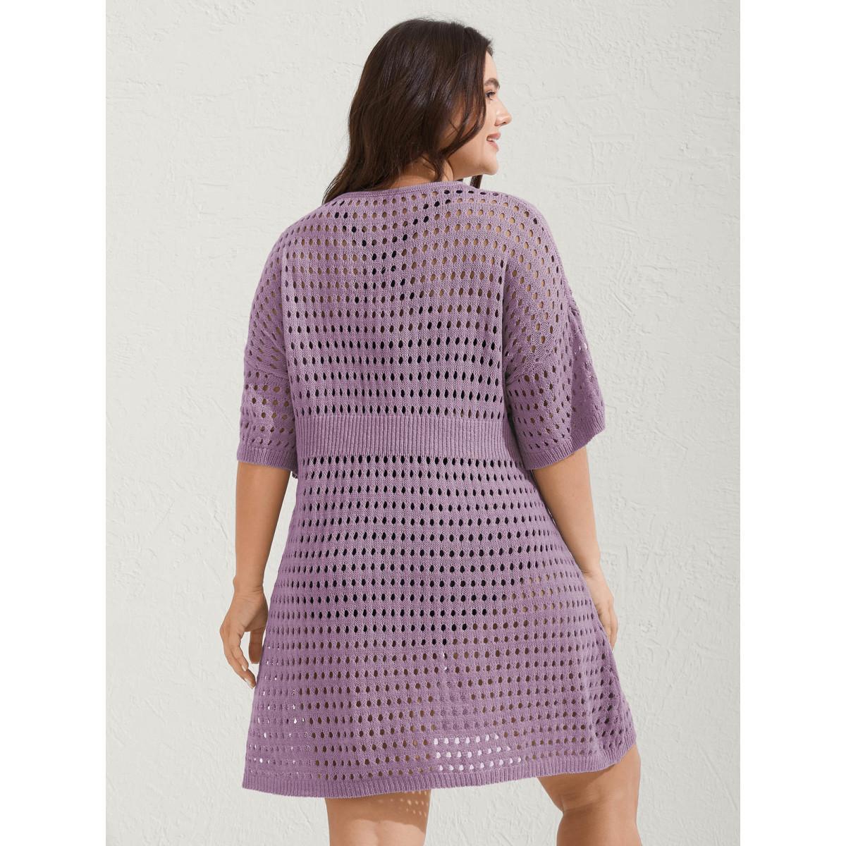 Plus Size Cut-Out Waist-Cinched Button Swim Cover-Up Women's Swimwear Mauve Beach Loose Cut-Out Curve Swim Cover Ups BloomChic 10/M Product Image