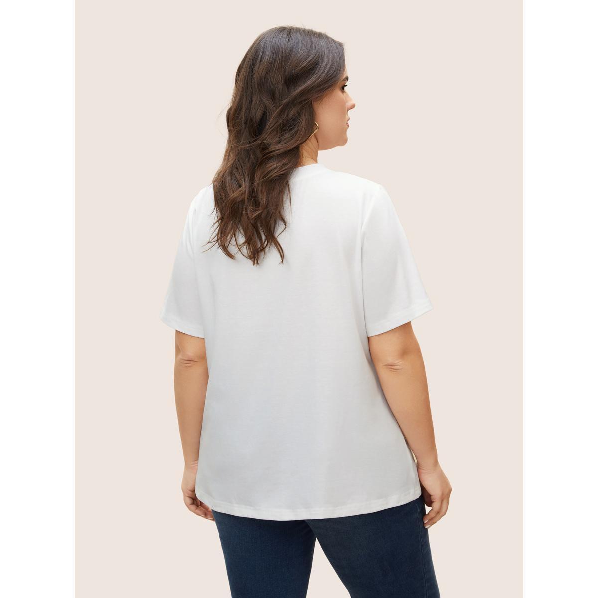 Plus Size Ombre Letter Print Crew Neck T-shirt White Women Casual Contrast Positive slogan Round Neck Everyday T-shirts BloomChic 14-16/1X Product Image