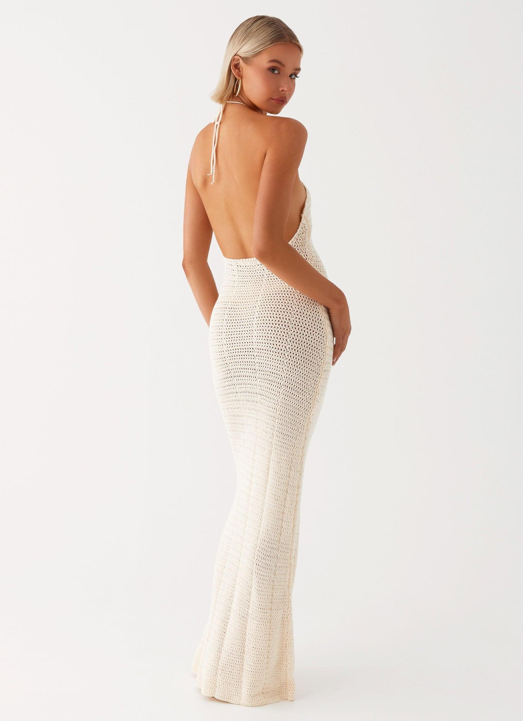 Gia Rose Halter Neck Maxi Dress - Ivory Product Image