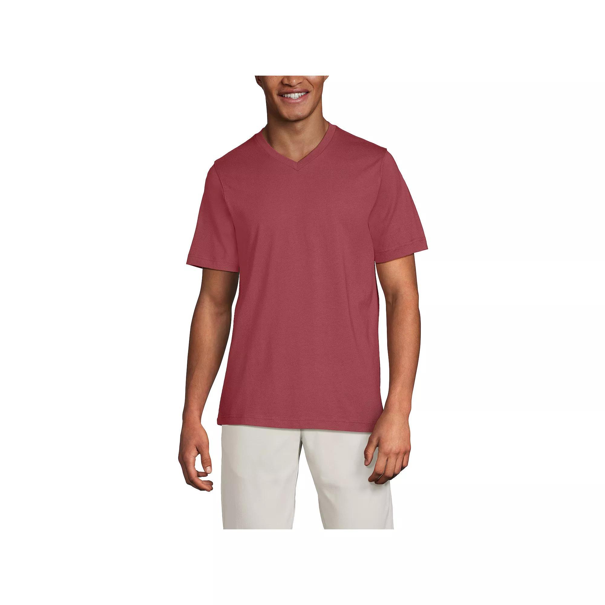 Men's Lands' End Super-T V-Neck Tee, Size: Large, Burnt Clay Product Image