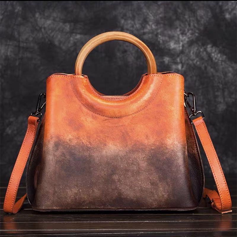 WAVE Grain Leather Shoulder Bag ~ Orange Product Image