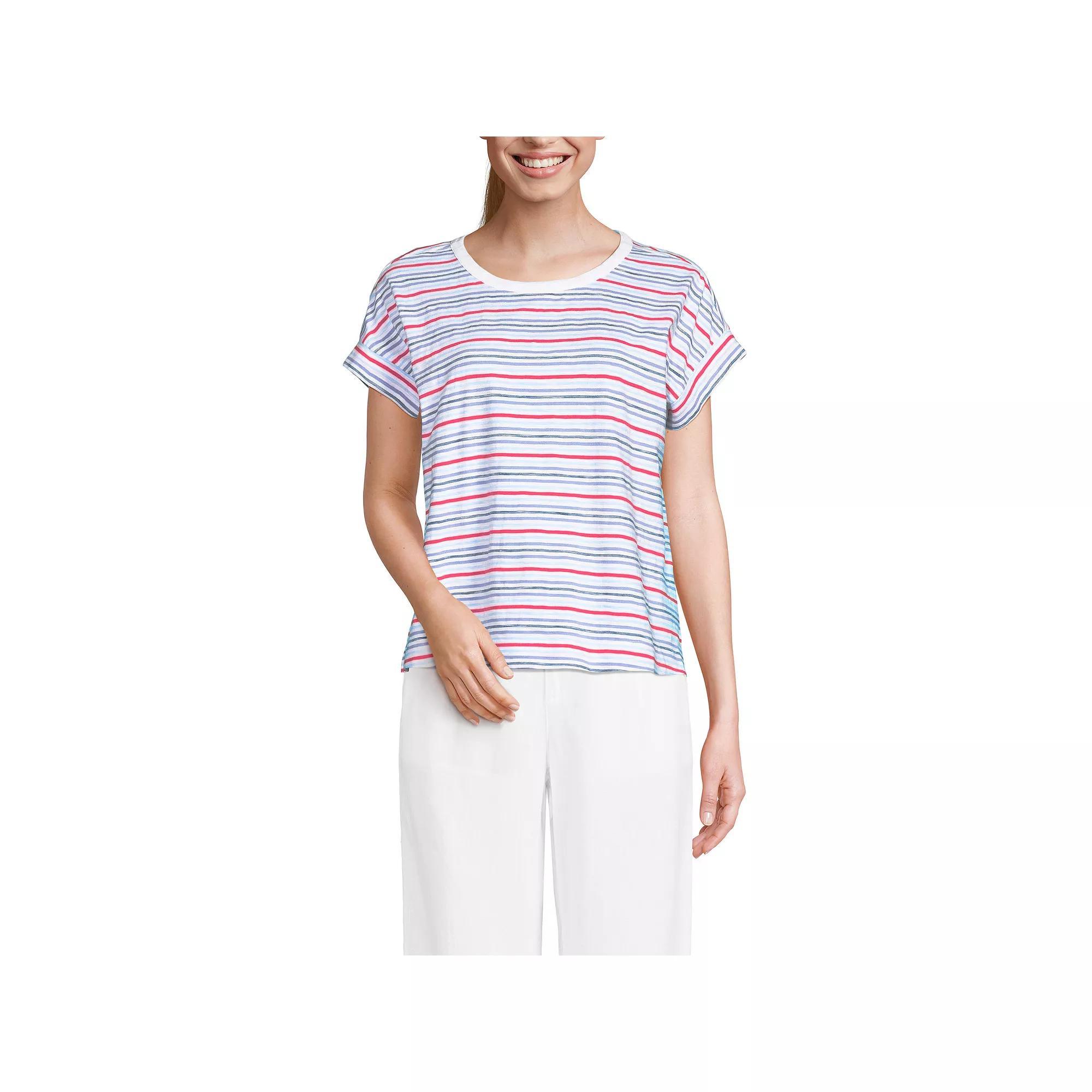 Women's Lands' End Short Sleeve Boxy Slub Tee, Size: Small, Ivory Product Image