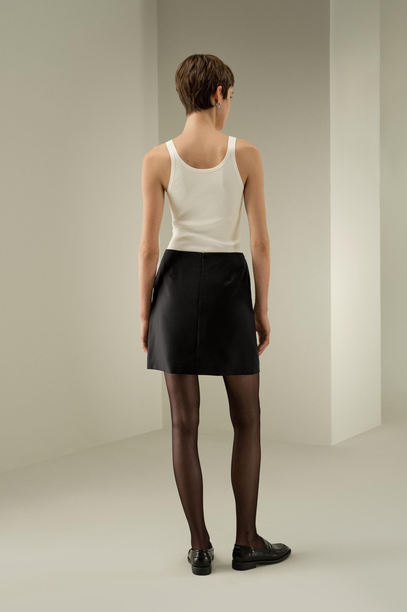 Silk-Wool Blend Short Pencil Skirt Product Image
