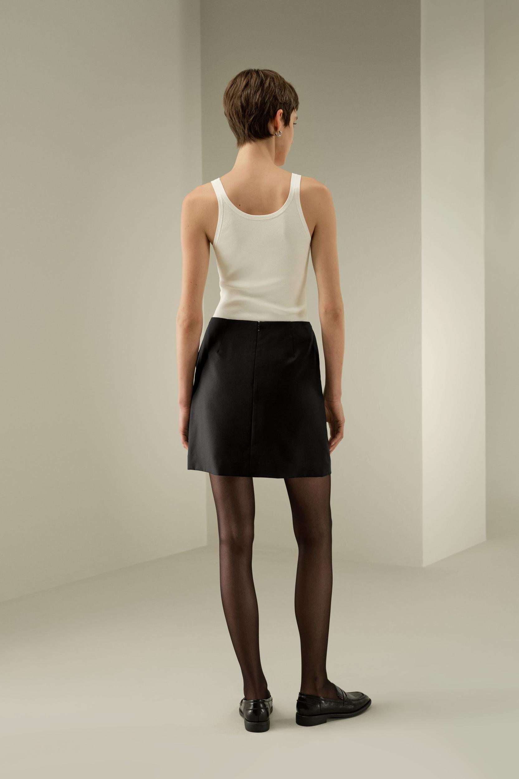 Silk-Wool Blend Short Pencil Skirt Product Image