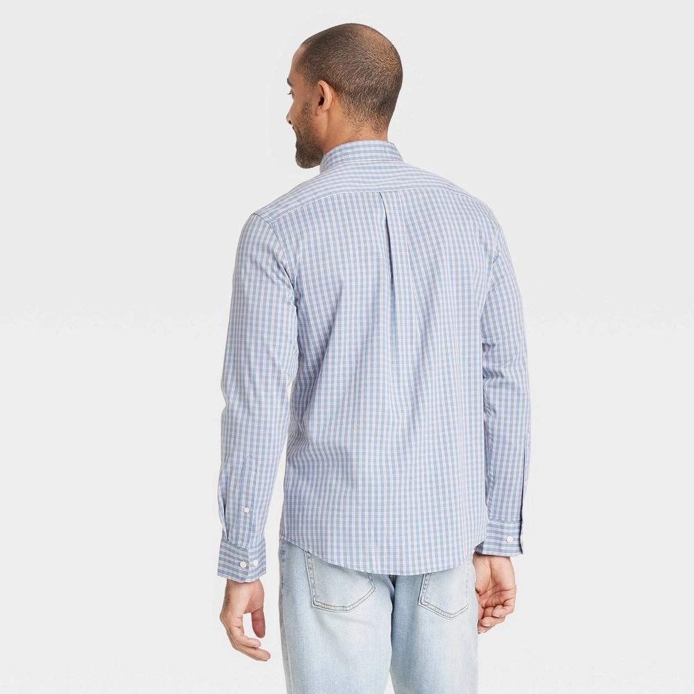 Men's Comfort Wear Long Sleeve Shirt - Goodfellow & Co™ Blue L: Plaid, Lightweight, Button Down Product Image