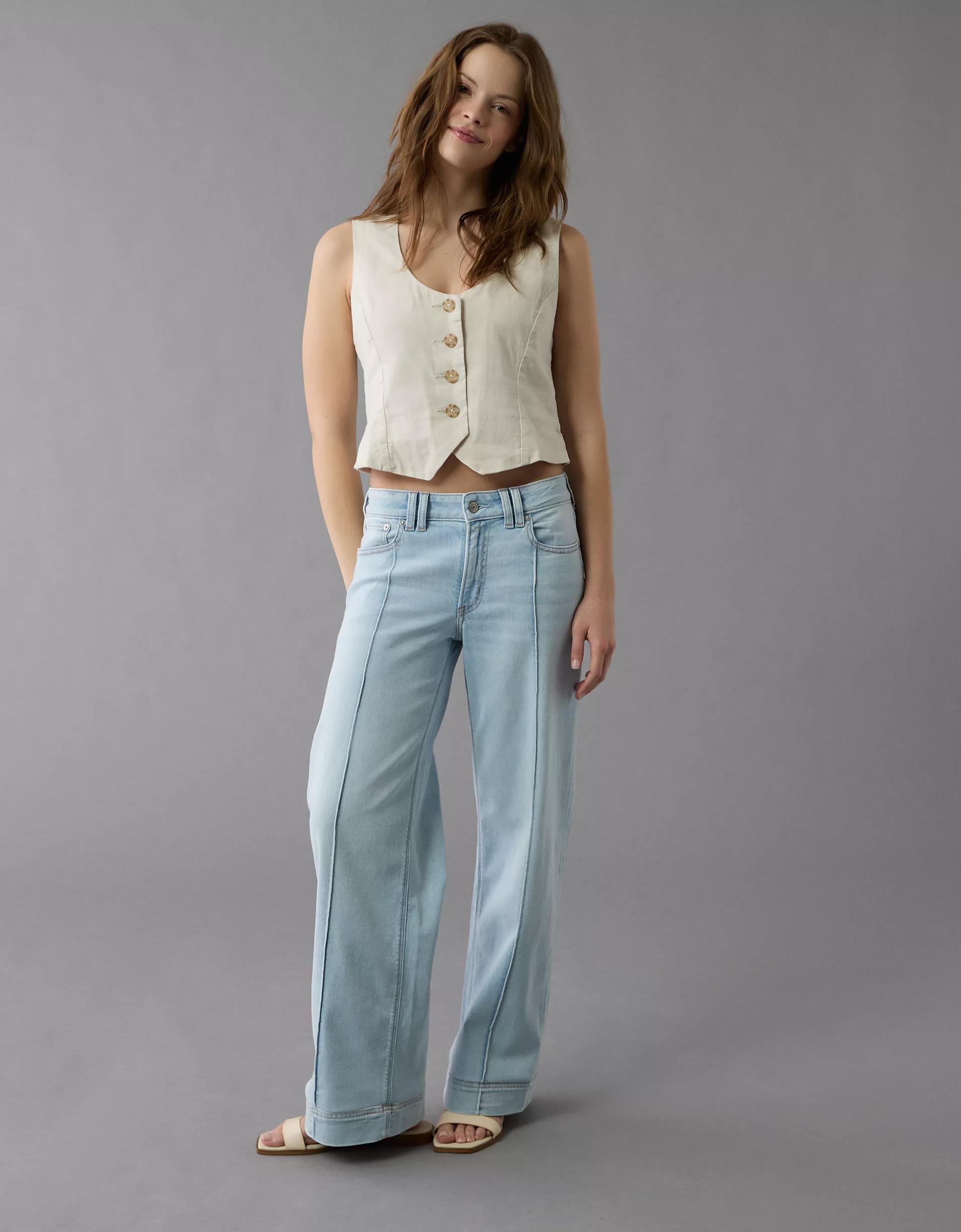 AE Dreamy Drape Stretch Low-Rise Baggy Wide-Leg Jean Product Image