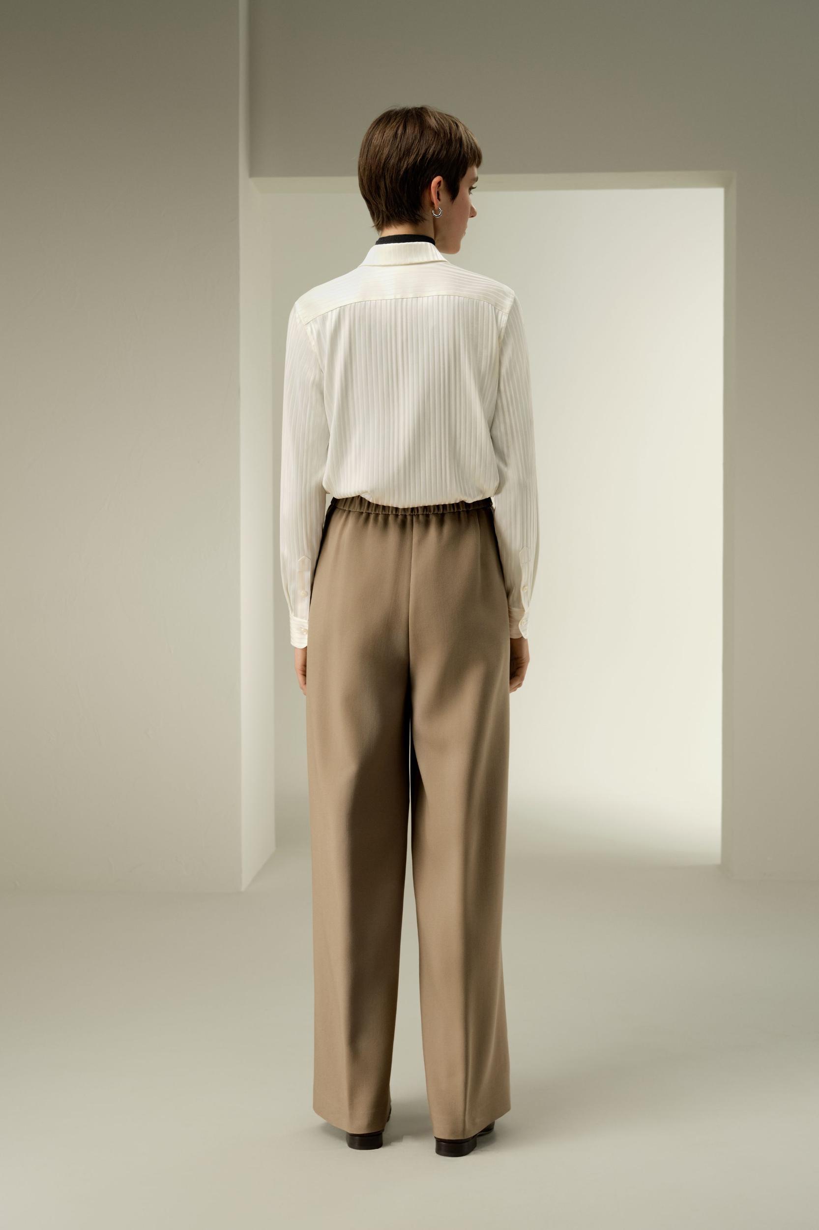Silk-Wool Pleated Wide-Leg Trousers Product Image