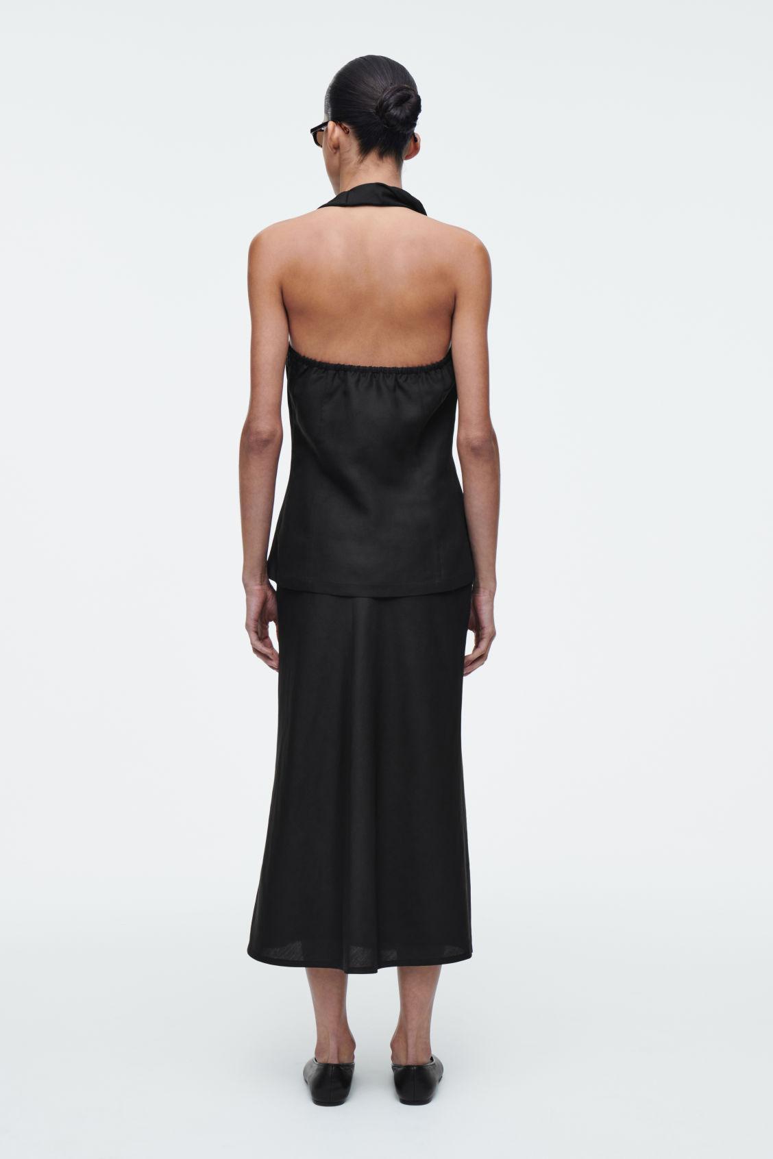 LINEN-BLEND MIDI COLUMN SKIRT Product Image