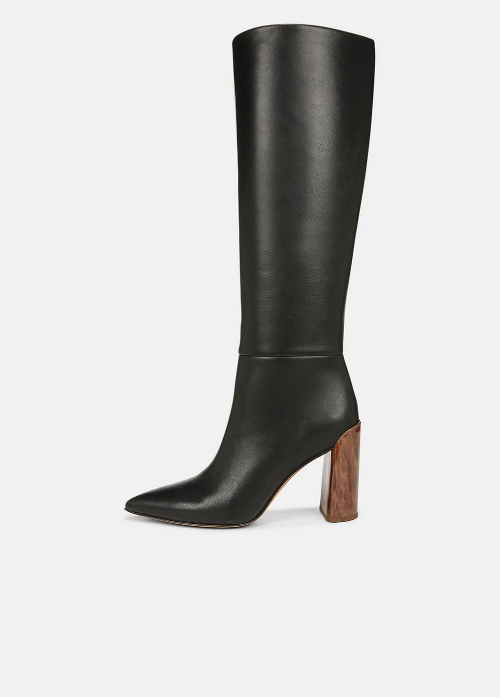 Womens Pilar Leather Knee Boot, Black, Size 7.5 Vince Product Image