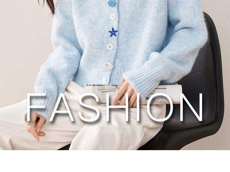 Plain Star Button Cardigan Product Image