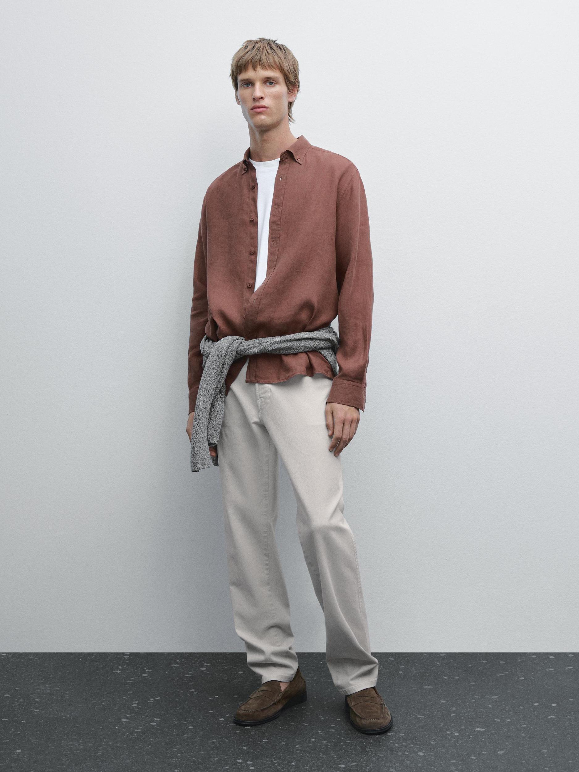 100% linen regular fit shirt Product Image