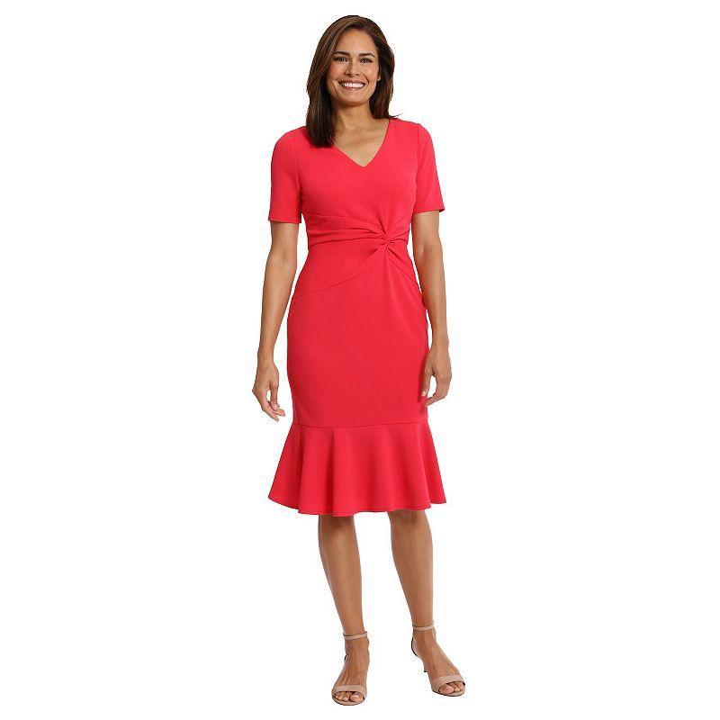 Women's London Times Flounce Midi Twist Dress, Size: 4, Black Product Image