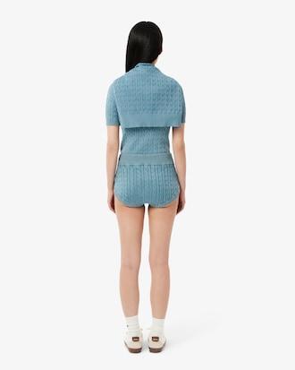 Short Cable Knit Washed Effect Shorts Product Image