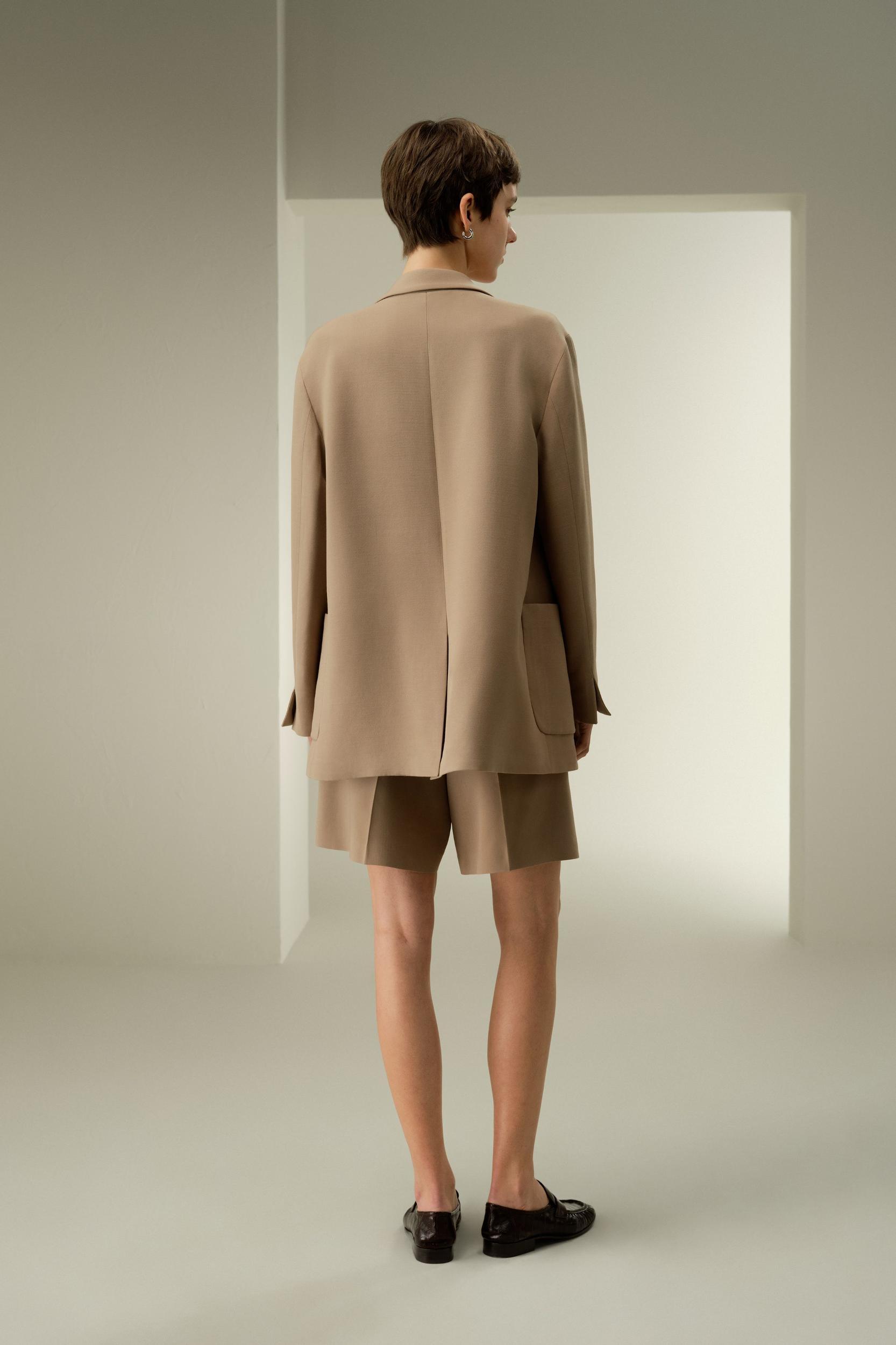 Single-Button Silk-Wool Blend Blazer Product Image