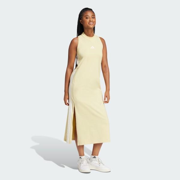 Women's adidas 3-Stripes Long Racerback Sportswear Dress, Size: XS, Clear Pink White Product Image