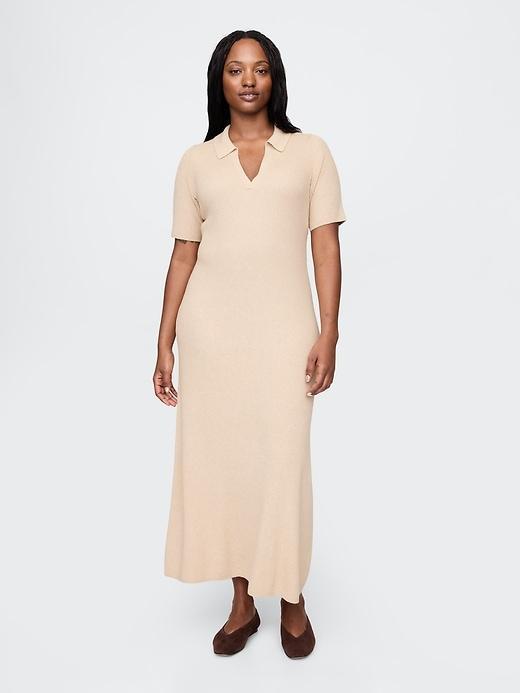 CashSoft Rib Maxi Polo Sweater Dress Product Image