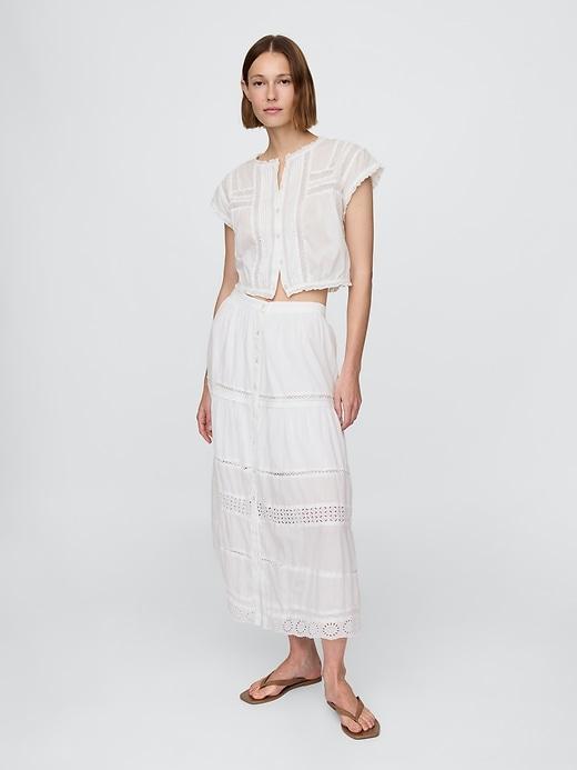 Tiered Lace-Trim Maxi Skirt Product Image