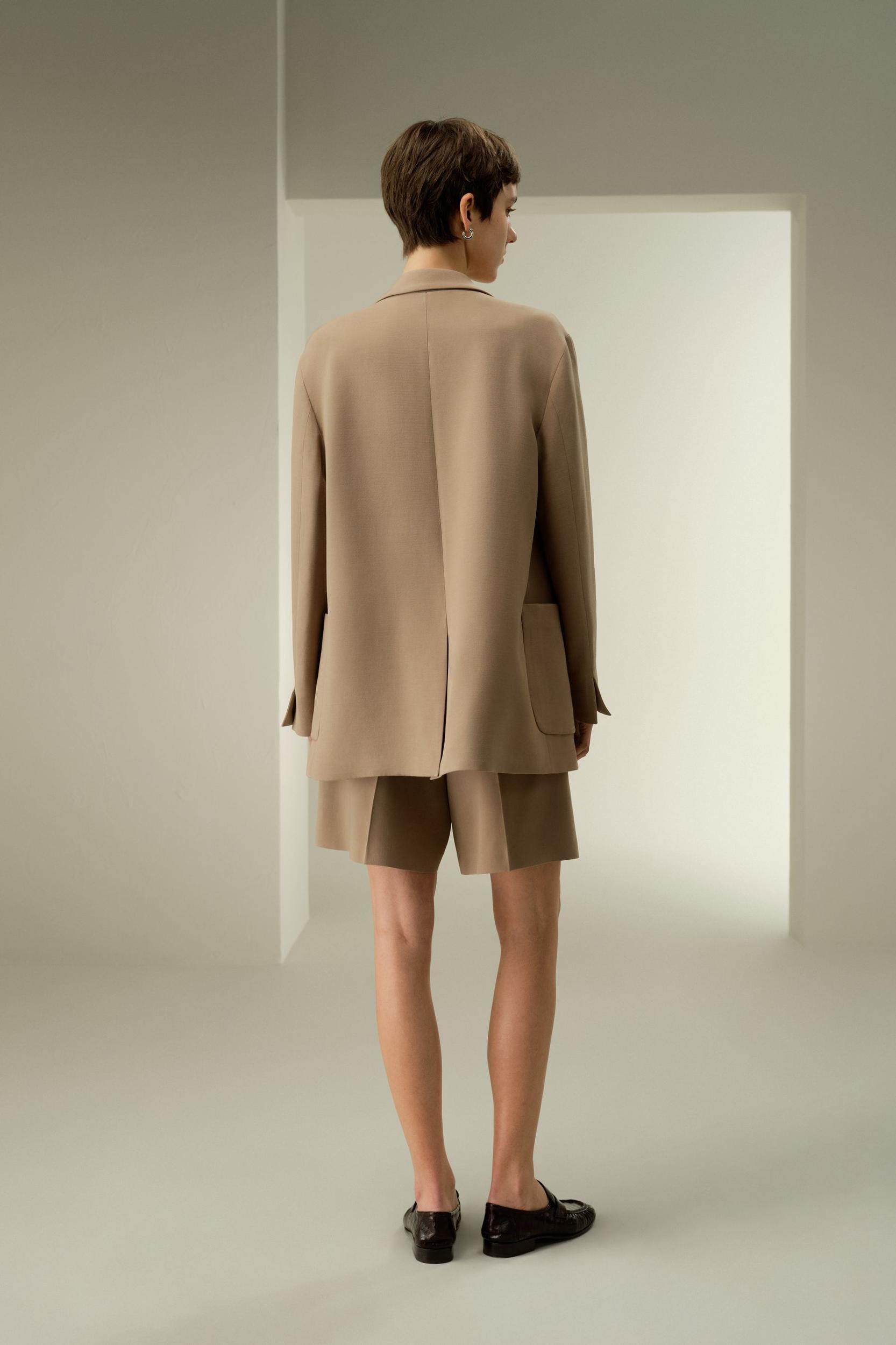 Single-Button Silk-Wool Blend Blazer Product Image