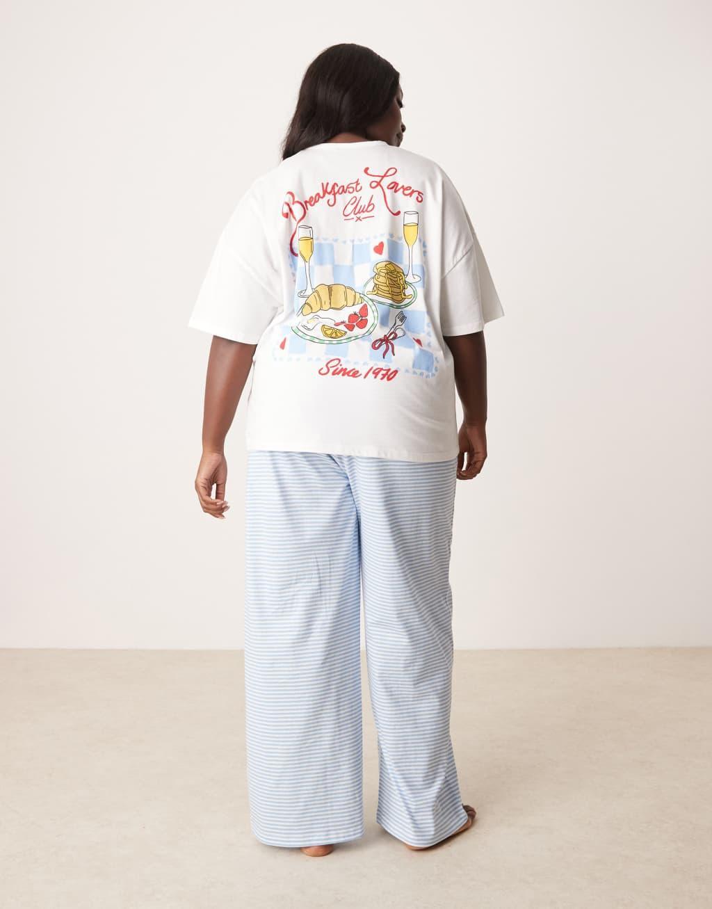 ASOS DESIGN Curve oversize tee & wide leg pants in breakfast lovers print Product Image