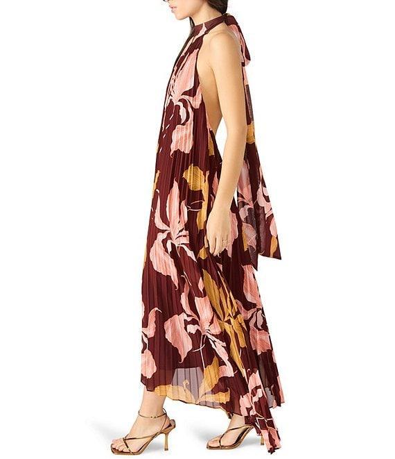 Steve Madden Maraya Halter Floral Pleated Maxi Dress Product Image