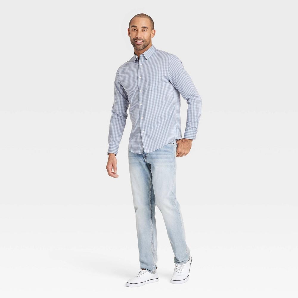 Men's Comfort Wear Long Sleeve Shirt - Goodfellow & Co™ Blue L: Plaid, Lightweight, Button Down Product Image