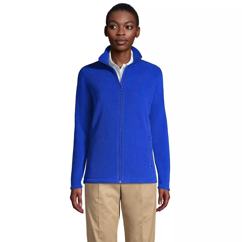 Women's Lands' End Full-Zip Long Sleeve Fleece Jacket, Size: Medium, Blue Product Image