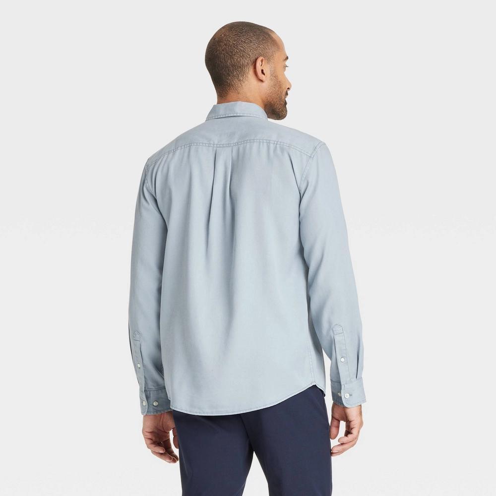 Men's Vintage Long Sleeve Poplin Shirt - Goodfellow & Co™ Blue S: Regular Fit, Button Down Collar, Twill Construction Product Image