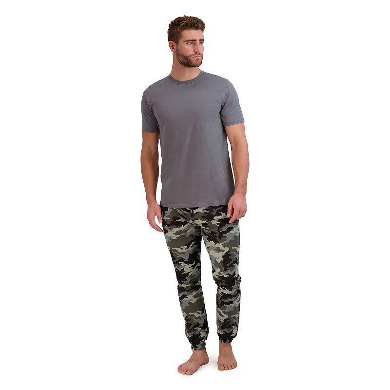 Big & Tall Hanes® Cotton Modal French Terry Pajama Set, Men's, Size: XXL, Oatmeal Grey Forest Product Image