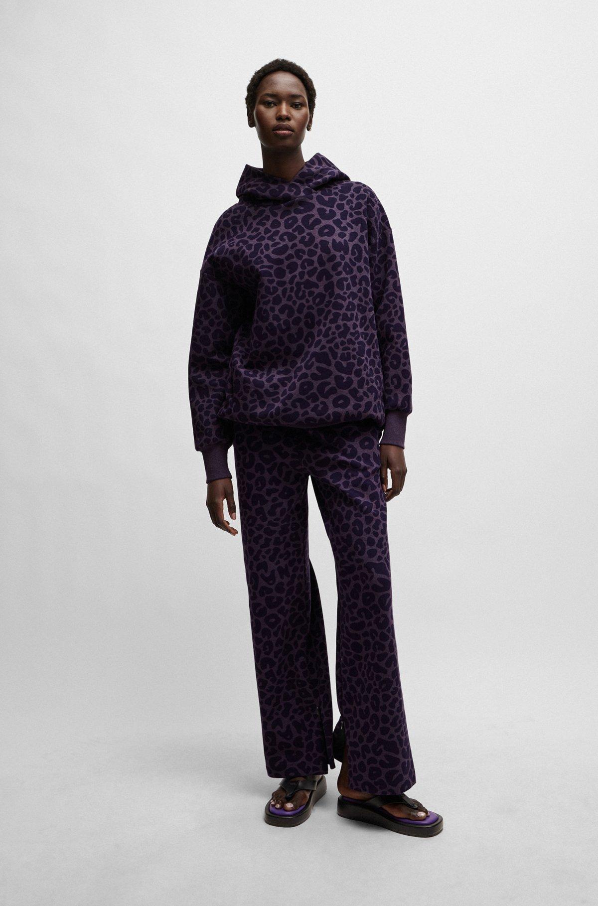 NAOMI x BOSS longline hoodie with leopard pattern Product Image