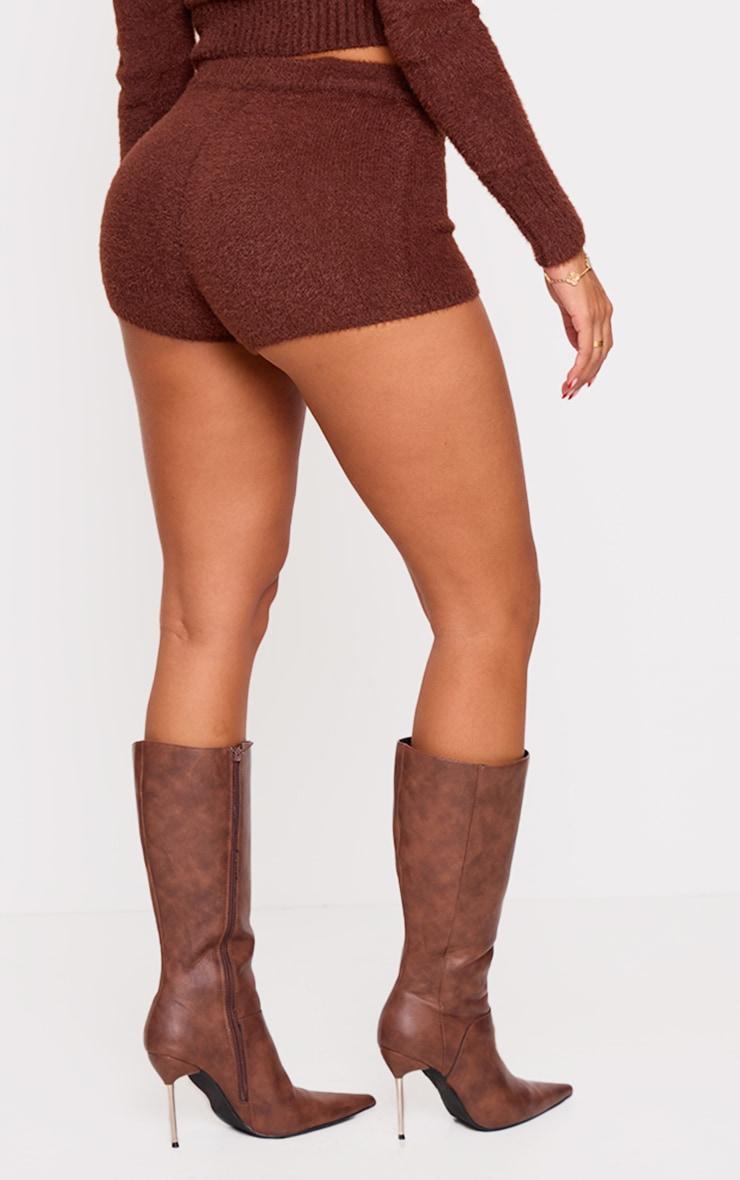 Shape Brown Eyelash Knit Tie Shorts Product Image