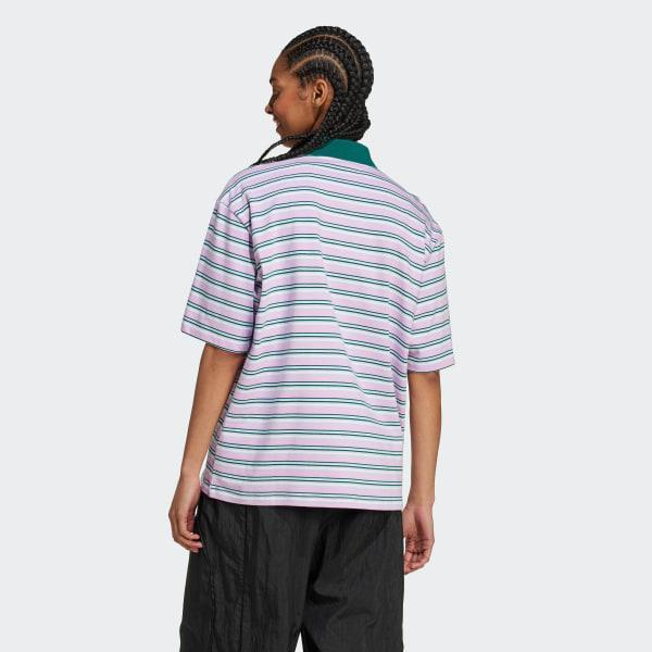 '80s Oversized Stripe Polo Shirt Product Image