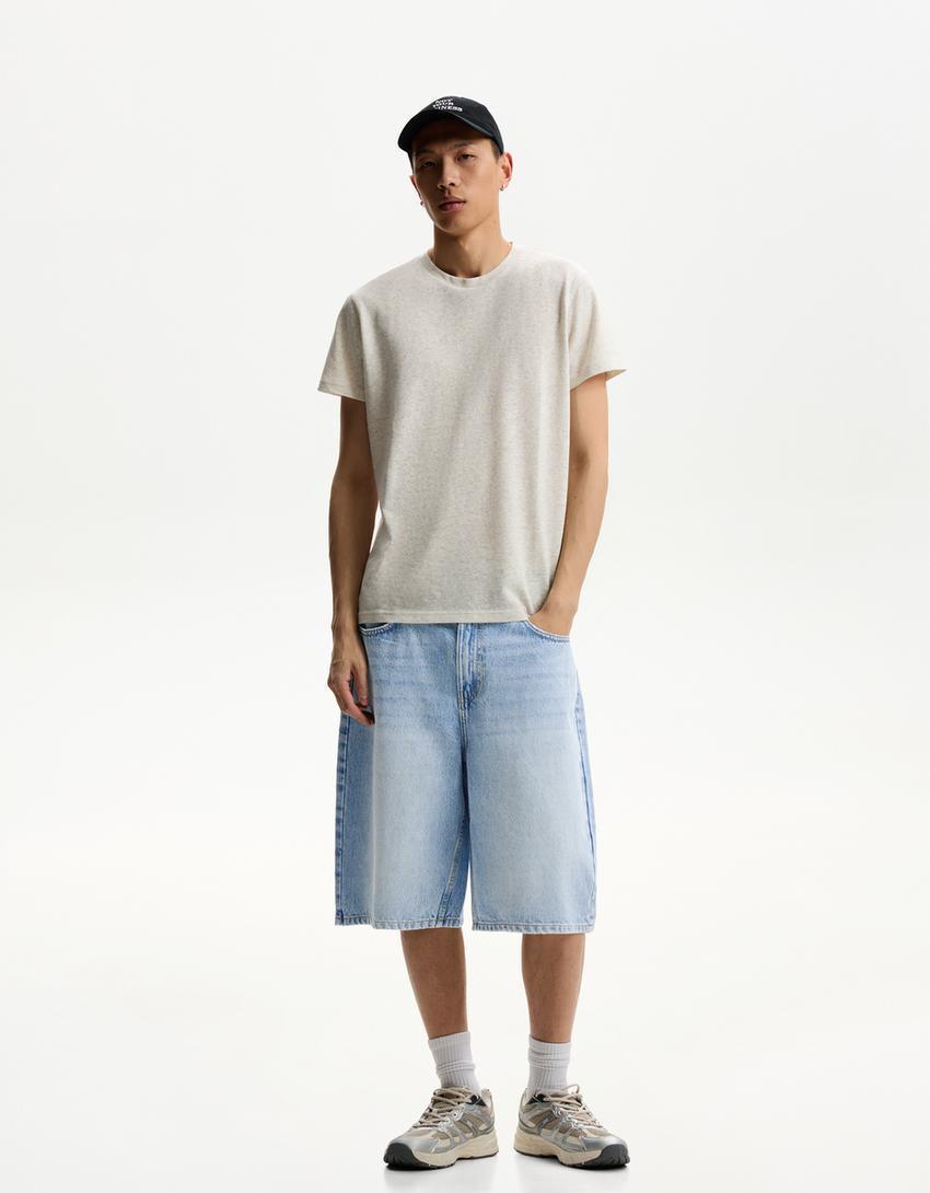Baggy denim Bermuda shorts Product Image
