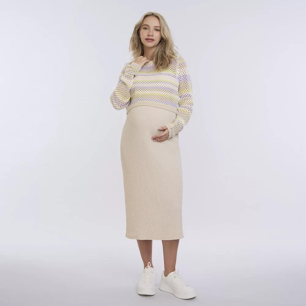 Maternity Motherhood® Textured Midi Sweater Dress, Women's, Size: Medium-Mat, White Team Product Image