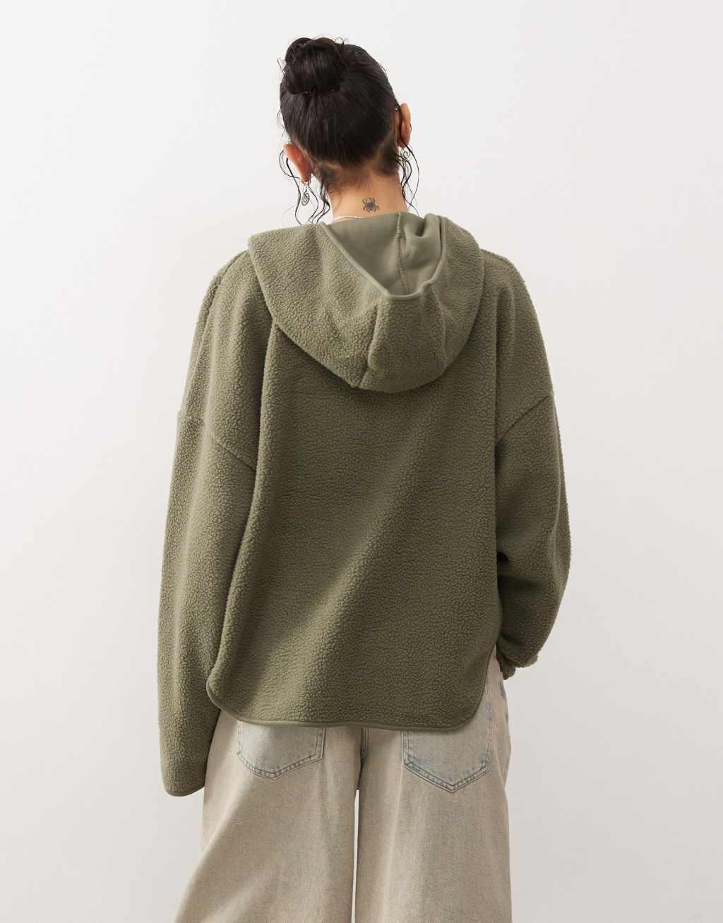 Noisy May quarter zip hooded fleece khaki Product Image