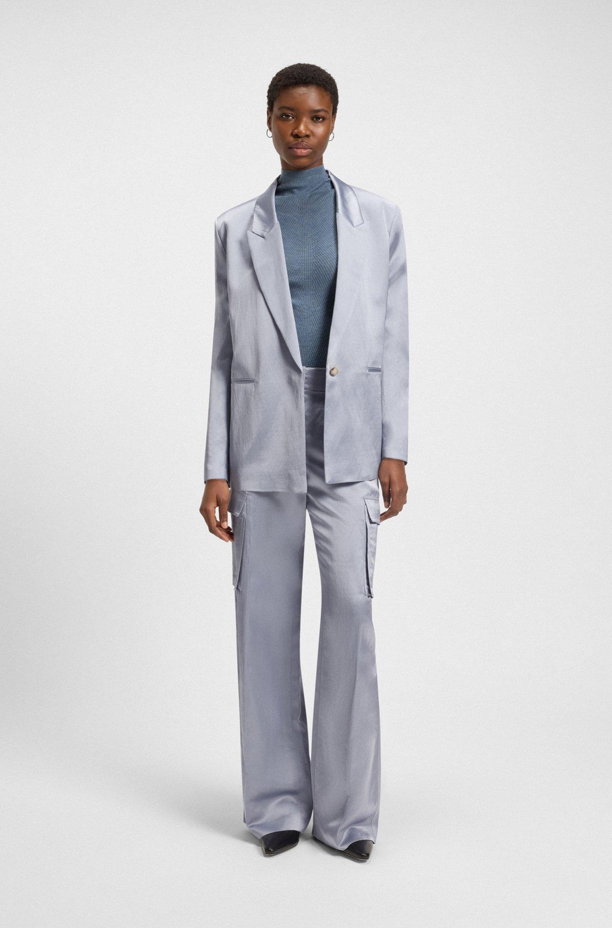 BOSS - Regular-fit trousers in sateen - Light Grey Product Image