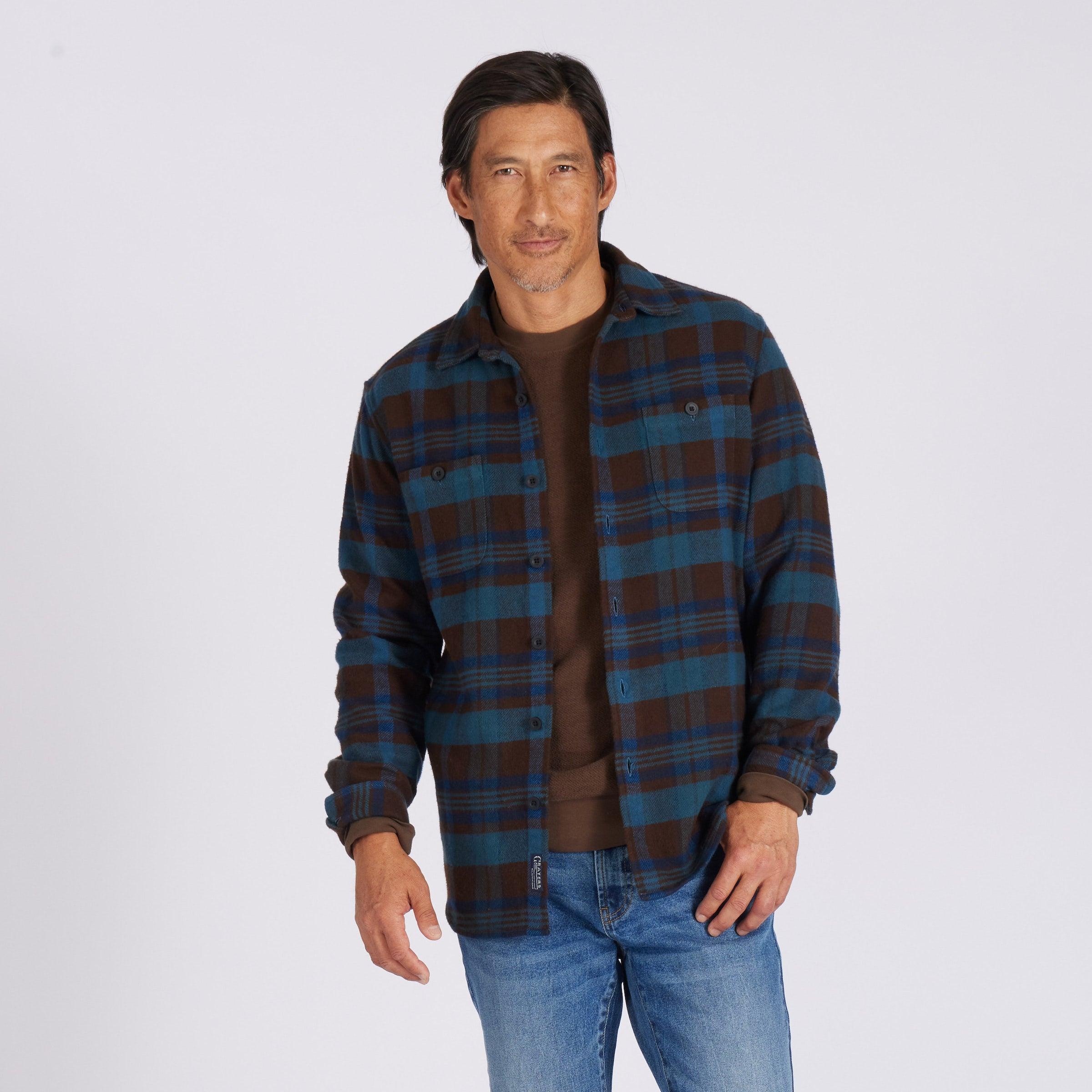 Scarboro Heavy Flannel  SMP - Brown Blue Plaid (Final Sale)* Product Image