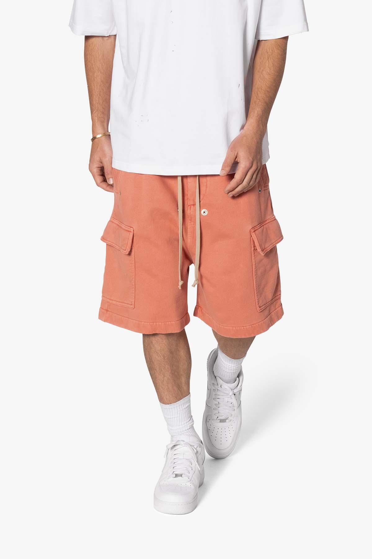 Rave Cargo Fleece Sweat Shorts - Washed Rust Product Image