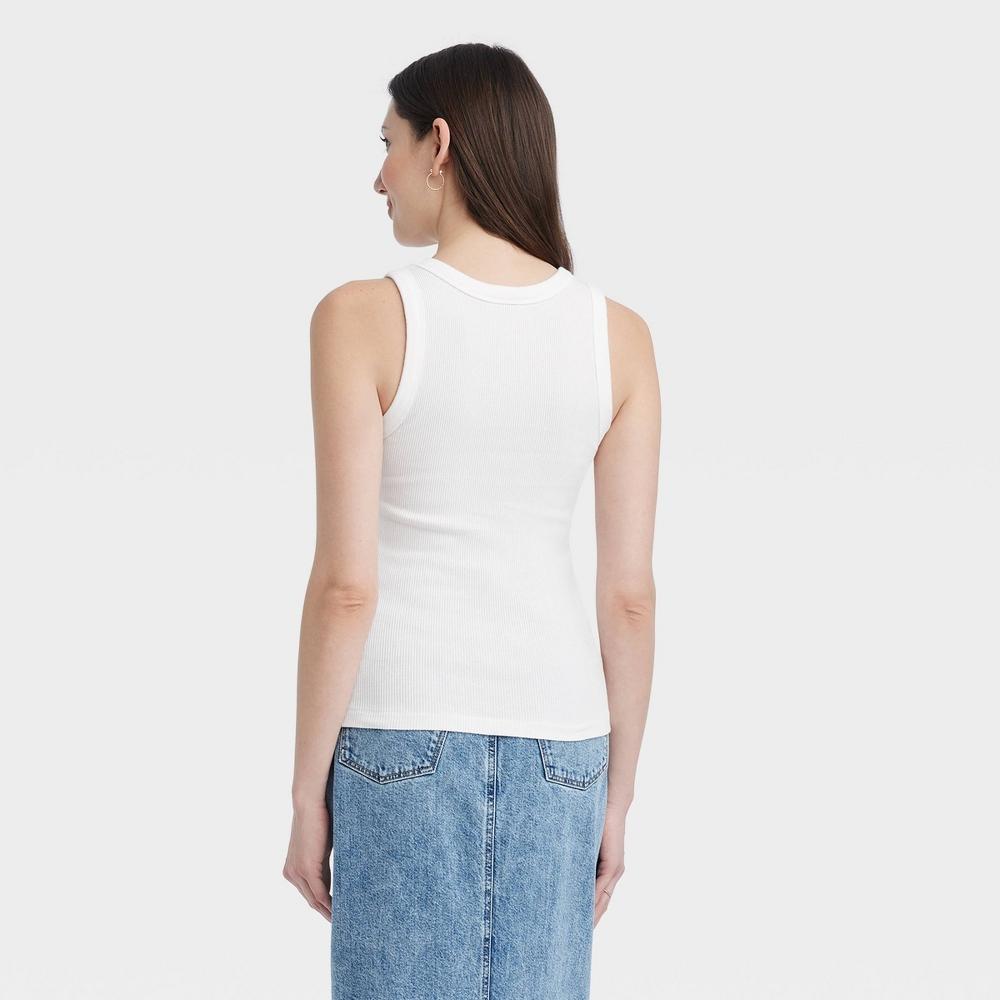 Womens 90s Ribbed Tank Top - Universal Thread White S: Cotton Spandex Blend, Heavyweight, Pullover Product Image