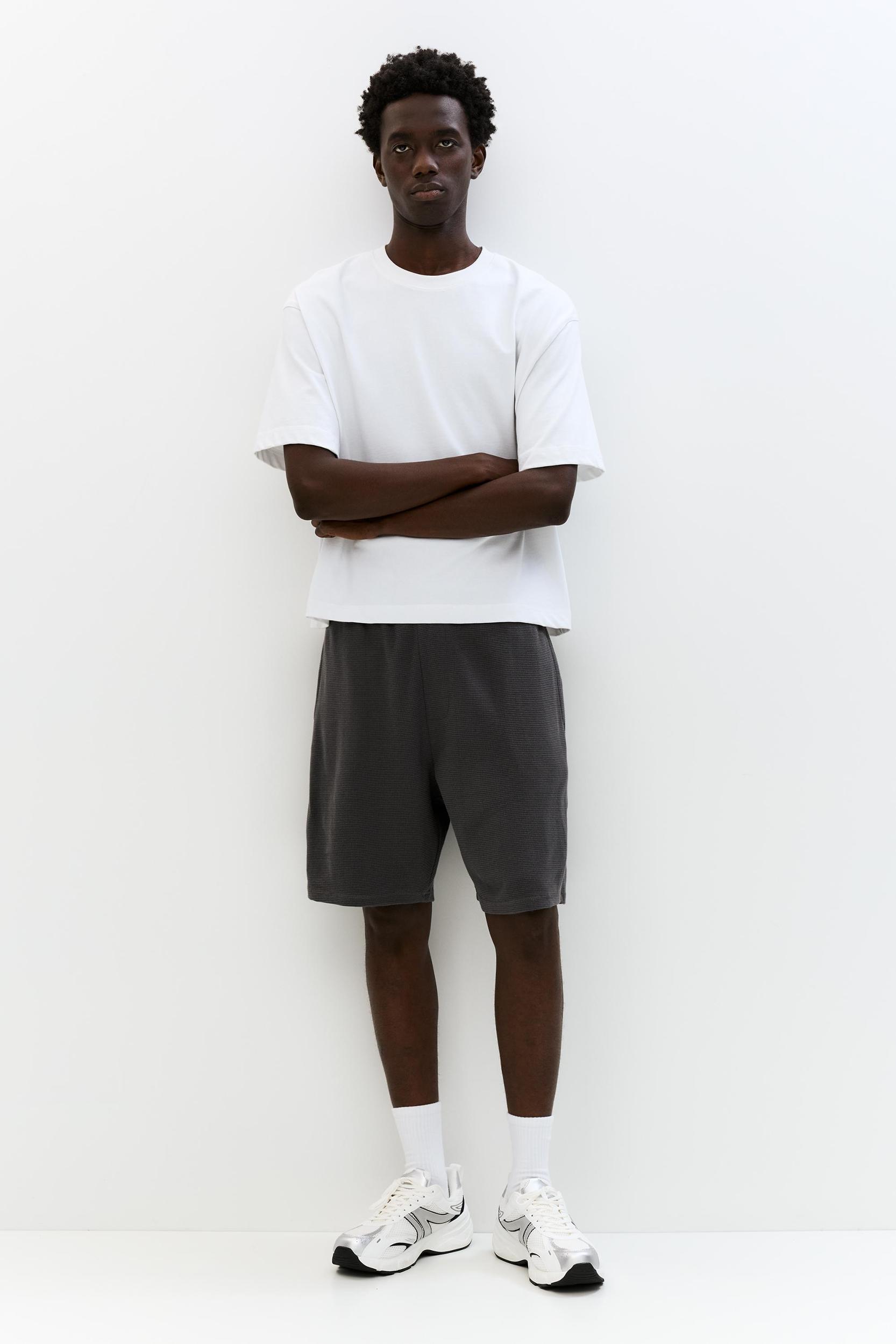 Jogger Bermuda shorts in waffle-knit fabric Product Image