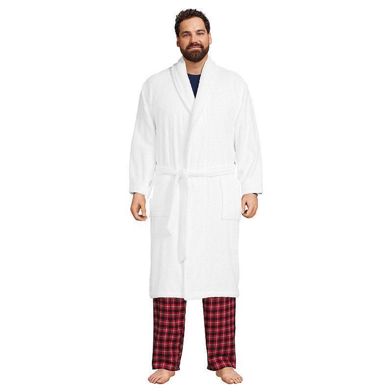 Big & Tall Lands' End Calf-Length Turkish Terry Robe, Men's, Size: Medium Tall, White Product Image