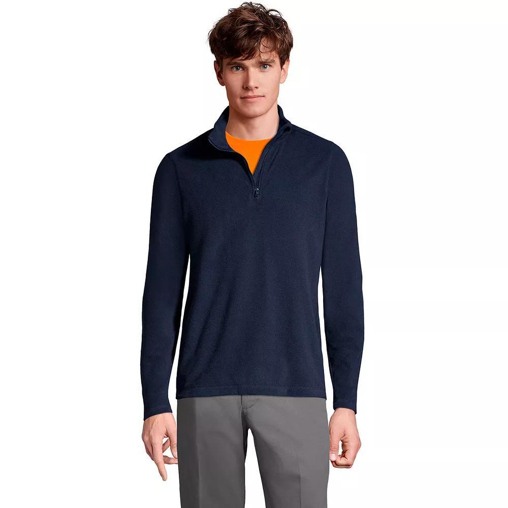 Men's Lands' End Lightweight Fleece Quarter Zip Pullover, Size: Large, Blue Product Image