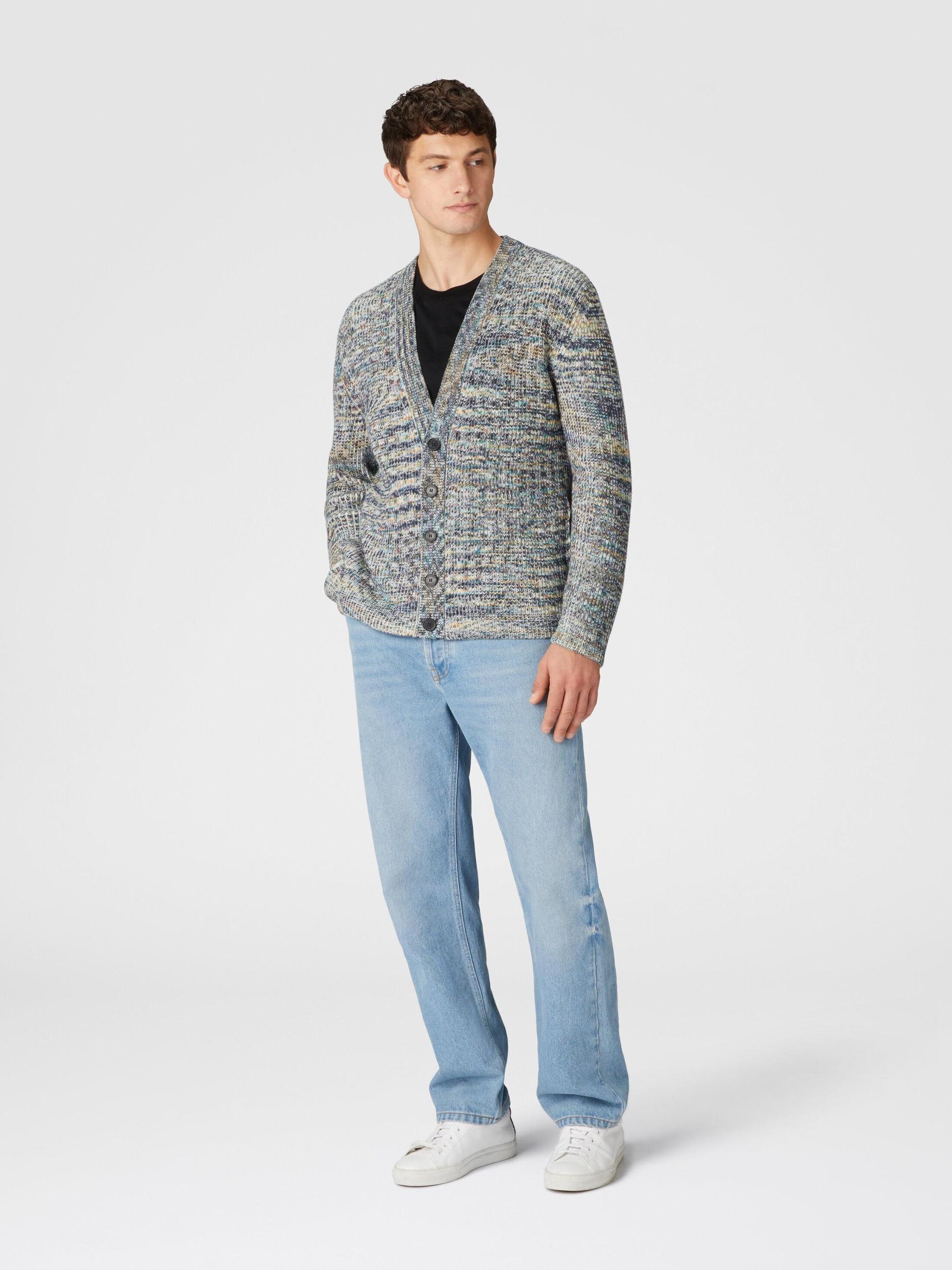 Cashmere and wool cardigan with slub motif Product Image