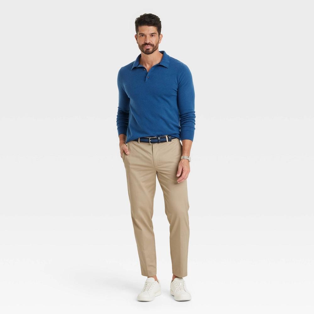 Mens Extended Tab Slim Fit Trousers - Goodfellow & Co Khaki 38x32 Product Image