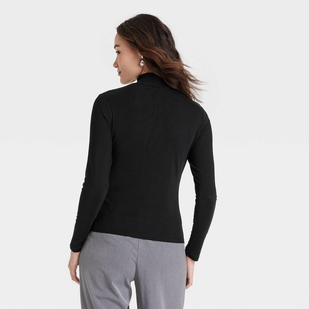 Women's Slim Fit Long Sleeve Mesh Turtleneck Blouse - A New Day™ Product Image