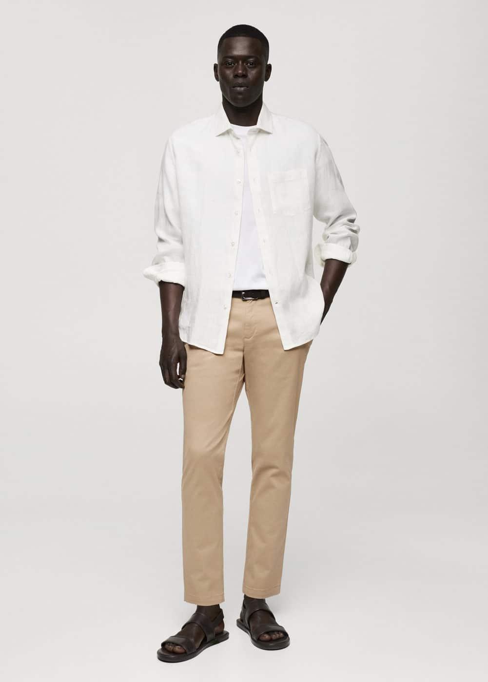 Mango Mens Cotton Tapered Crop Pants Product Image
