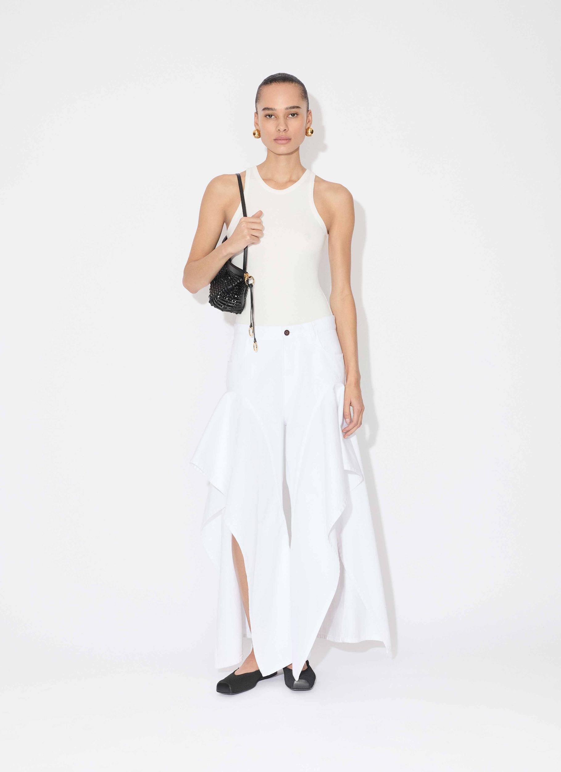 WHITE RUFFLE JEANS Product Image