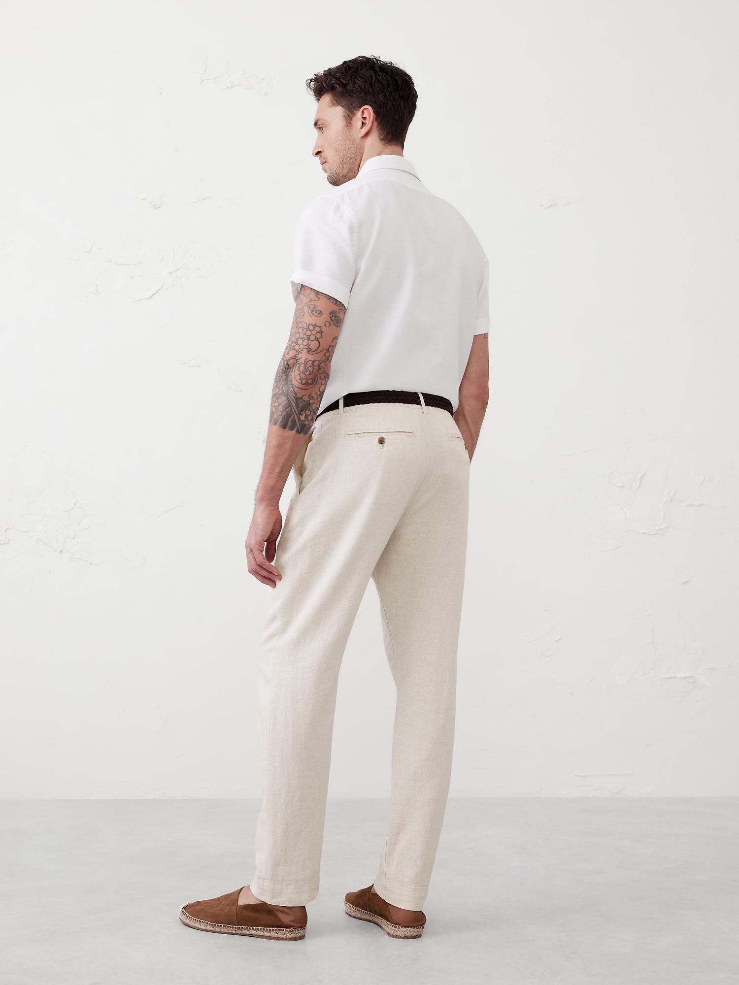 Slim-Straight Linen-Blend Trouser Product Image