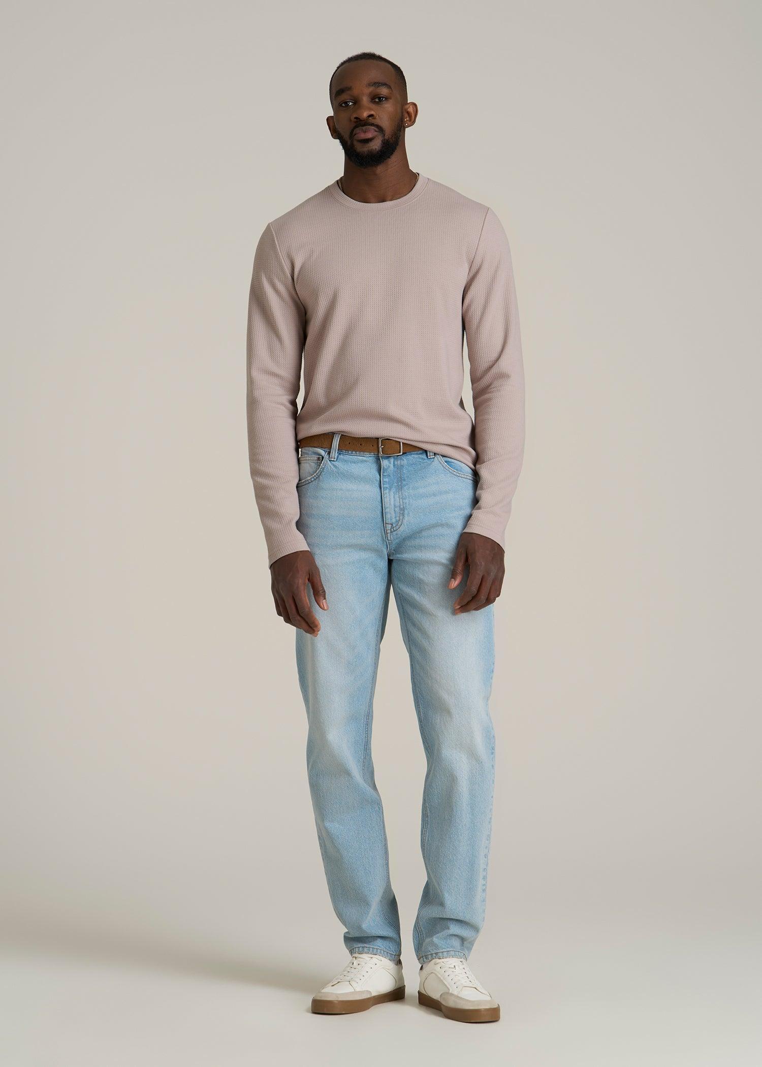 Cloud Knit Waffle Long Sleeve Tee for Tall Men in Desert Rose Male Product Image